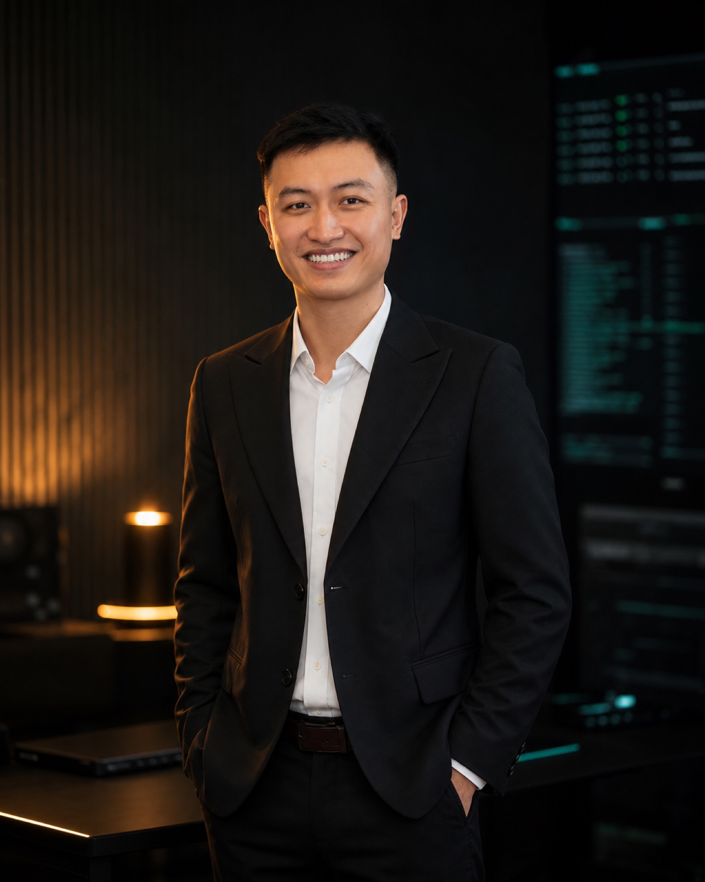 Tat Tran in a black suit